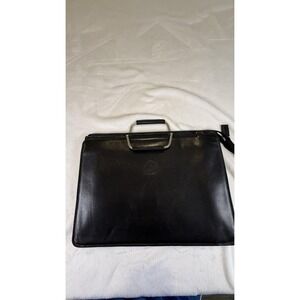 Vintage Casa Lopez Black Leather Portfolio Briefcase Bag Made in Italy Zip